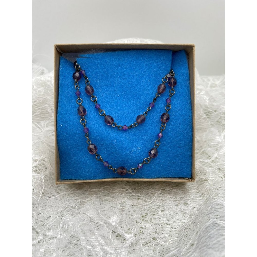 Worthington Black Chain Purple Beaded 2 Tier Necklace